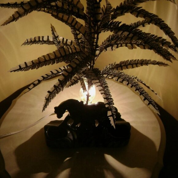 Vintage MCM 1950s Black Gray Horse Planter Accent TV Table Lamp - Picture 10 of 11